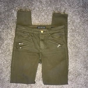 A&F Olive Green Super Skinny Jeans